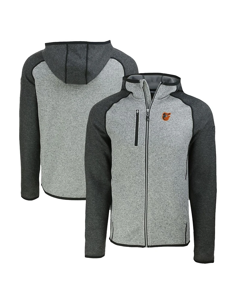 Cutter & Buck Men's Heather Charcoal/Heather Gray Baltimore Orioles Mainsail Full-Zip Hooded Jacket