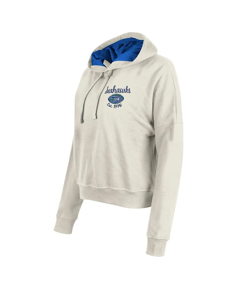 New Era Women's Cream Seattle Seahawks 3rd Down Historic Pullover Hoodie