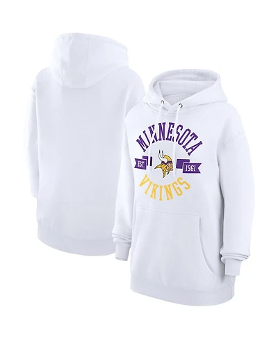 G-iii 4Her by Carl Banks Women's White Minnesota Vikings City Graphic Team Fleece Pullover Hoodie