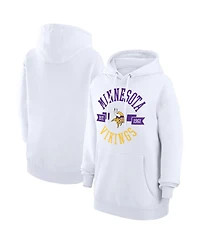 G-iii 4Her by Carl Banks Women's White Minnesota Vikings City Graphic Team Fleece Pullover Hoodie