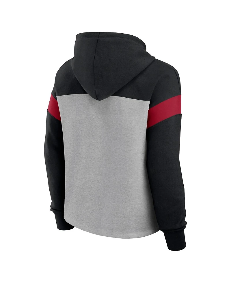 Fanatics Women's Heather Gray/Black Atlanta Falcons Bold Play Call Pullover Hoodie