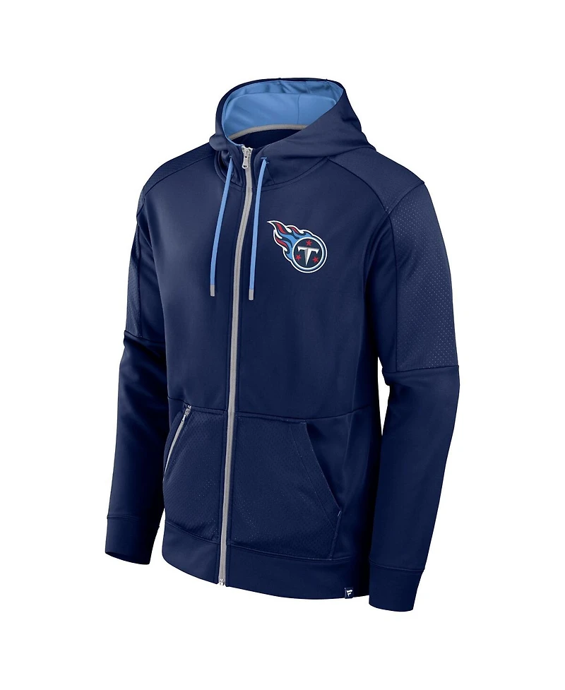Fanatics Men's Navy Tennessee Titans Defender Full-Zip Hoodie