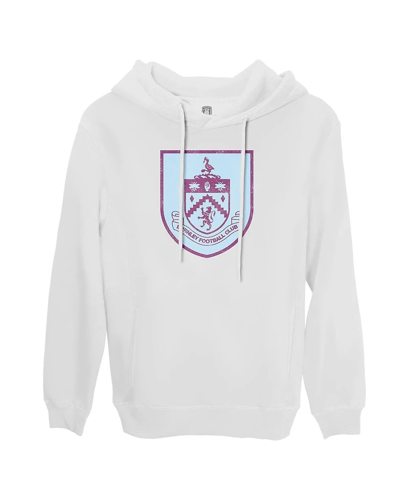 1863FC Men's White Burnley Color Badge Fleece Pullover Hoodie