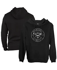1863FC Men's Black Brentford Fc Mono Badge Fleece Pullover Hoodie Sweatshirt