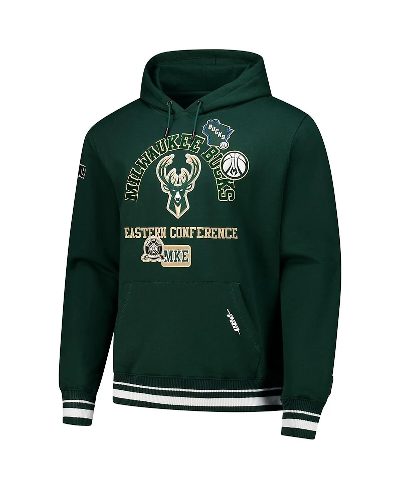 Pro Standard Men's Hunter Green Milwaukee Bucks Area Code Pullover Hoodie