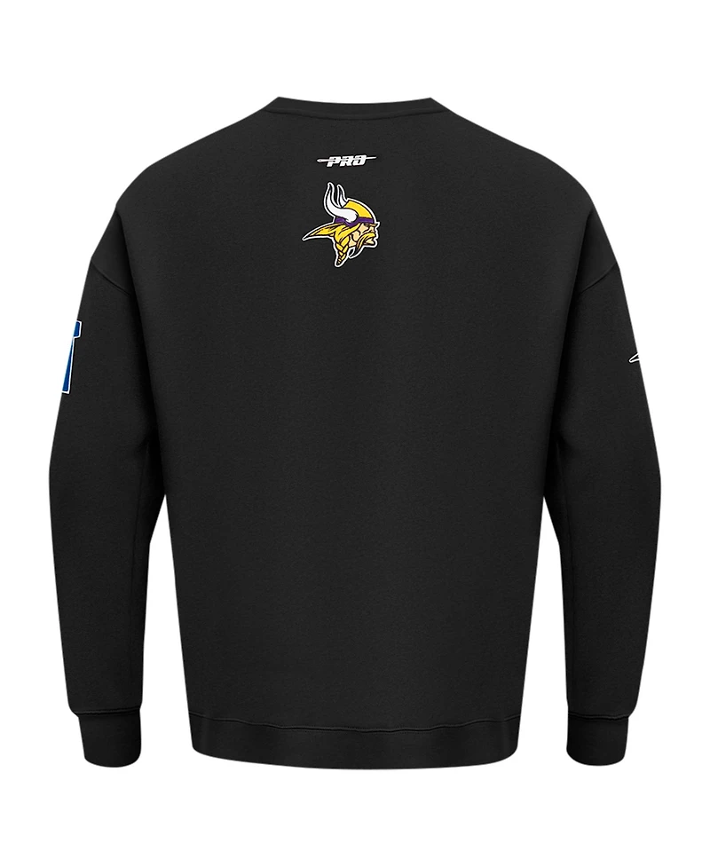 Pro Standard Men's Black Minnesota Vikings Turn It Up Drop Shoulder Pullover Sweatshirt