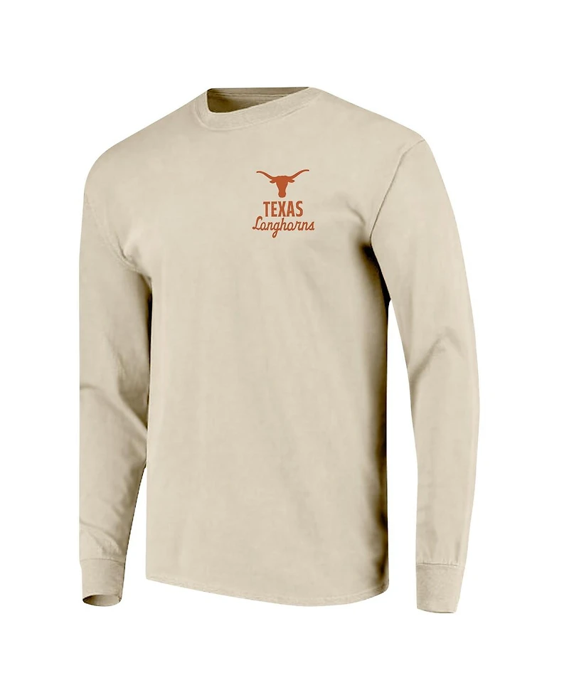 Image One Men's Natural Texas Longhorns Comfort Colors Mascot Overlay Long Sleeve T-Shirt