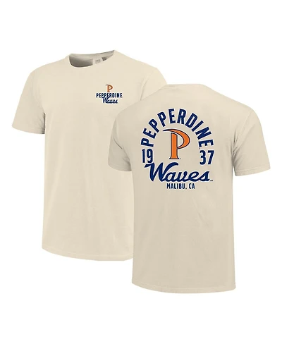 Image One Men's Cream Pepperdine Waves Comfort Colors Mascot Overlay T-Shirt