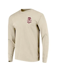 Image One Men's Natural Texas A M Aggies Comfort Colors Mascot Overlay Long Sleeve T-Shirt