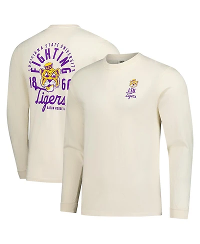 Image One Men's Natural Lsu Tigers Comfort Colors Mascot Overlay Long Sleeve T-Shirt