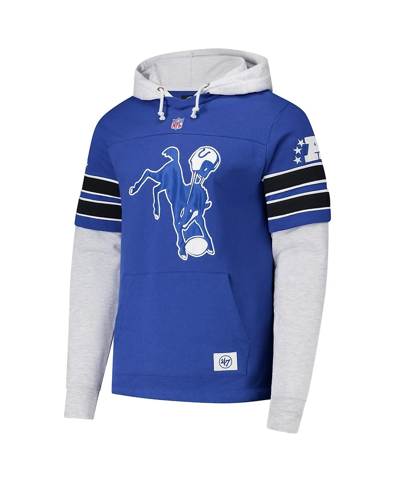 '47 Brand Men's Royal Indianapolis Colts Throwback Double Header Blitz Cornerback Hoodie