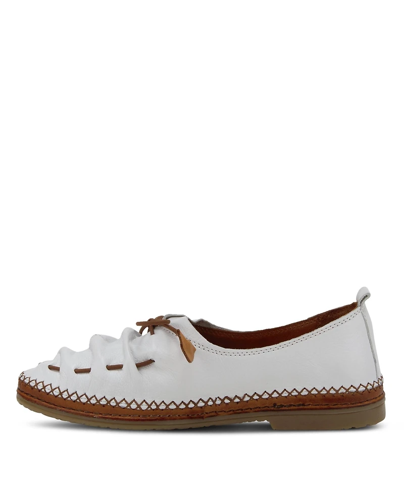 Spring Step Berna Leather Slip-On Shoes with Elastic Vamp and Whip-Stitched Details