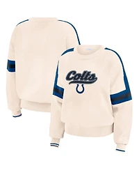 Wear by Erin Andrews Women's Cream Indianapolis Colts Stripe Pullover Sweater