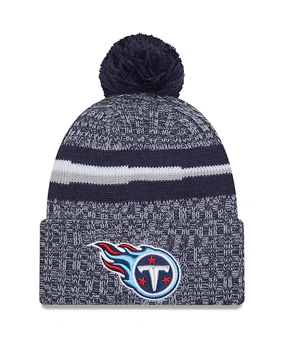 New Era Big Boys and Girls Navy Tennessee Titans 2023 Sideline Cuffed Pom with Knit Hat