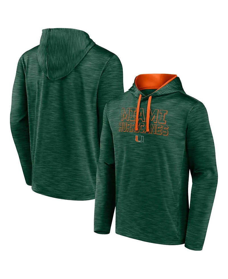 Fanatics Men's Green Miami Hurricanes Athlete Poly Fleece Pullover Hoodie