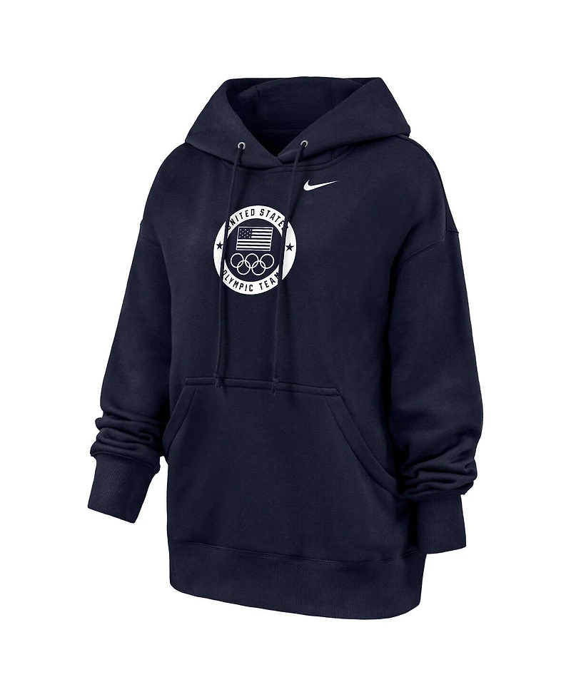Nike Women's Navy Team Usa Oversized Phoenix Fleece Hoodie