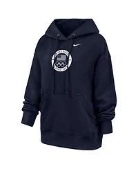Nike Women's Navy Team Usa Oversized Phoenix Fleece Hoodie