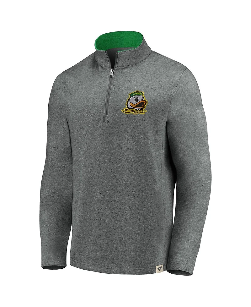 Fanatics Men's Heather Gray Oregon Ducks True Classics Signature Fleece Quarter-Zip Pullover