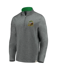 Fanatics Men's Heather Gray Oregon Ducks True Classics Signature Fleece Quarter-Zip Pullover