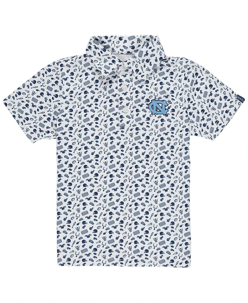 Garb Toddler Navy North Carolina Tar Heels Tom Allover Print Performance Polo Shirt