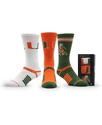 Strideline Men's and Women's 3-Pack Miami Hurricanes Premium Knit Crew Socks