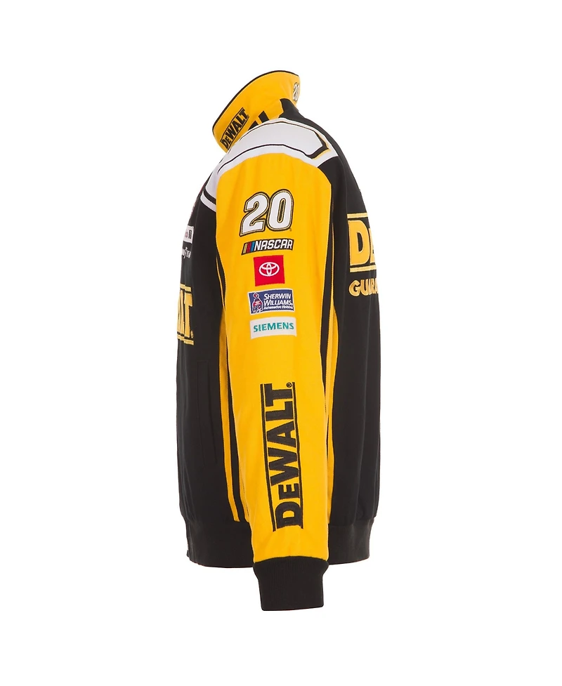 Jh Design Men's Black/Yellow Christopher Bell DeWalt Full-Snap Twill Uniform Jacket