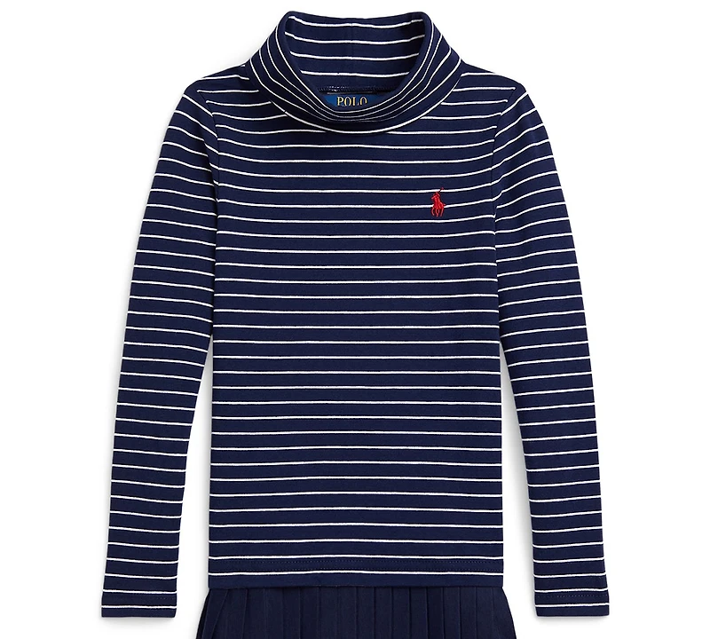 Polo Ralph Lauren Girls 2T-6X Striped Stretch Turtleneck Dress