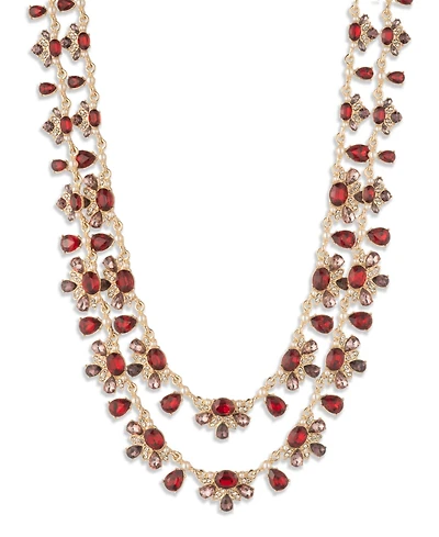 Marchesa Imitation Pearl and Multi Stone Gold-Tone Extender 2 Row Necklace
