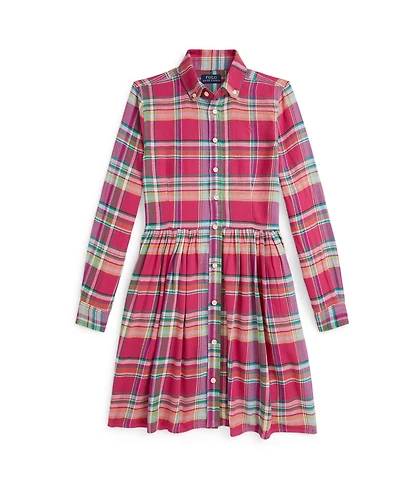 Polo Ralph Lauren Girls 7-16 Long Sleeve Shirred Waist Dress