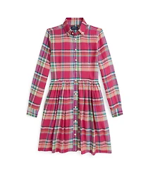 Polo Ralph Lauren Girls 7-16 Long Sleeve Shirred Waist Dress