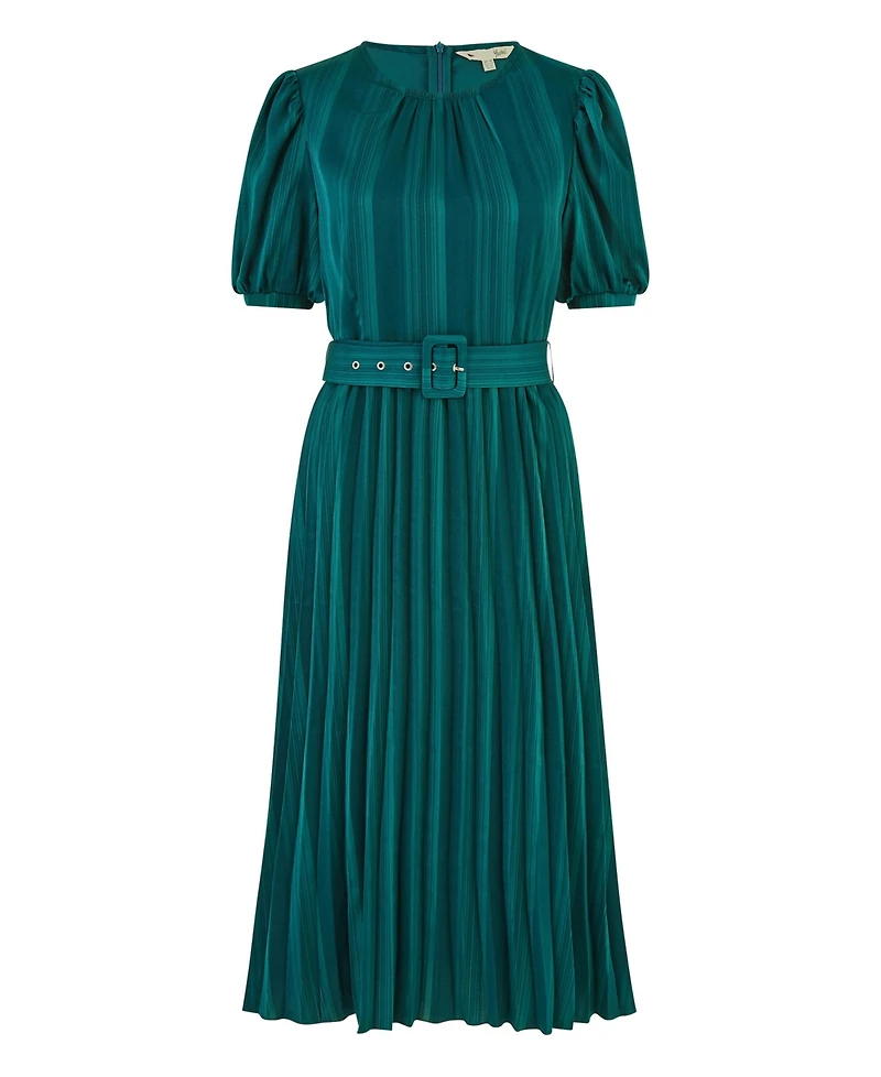 Yumi Women's Satin Pleated Stripe Midi Dress