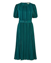 Yumi Women's Satin Pleated Stripe Midi Dress