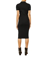 Yumi Women's Fitted Rib Knitted Midi Dress
