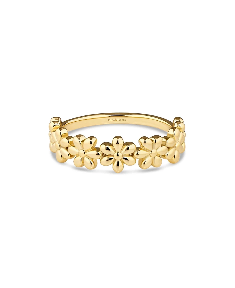 Devata Daisy Flower Ring in Gold Plated Sterling Silver
