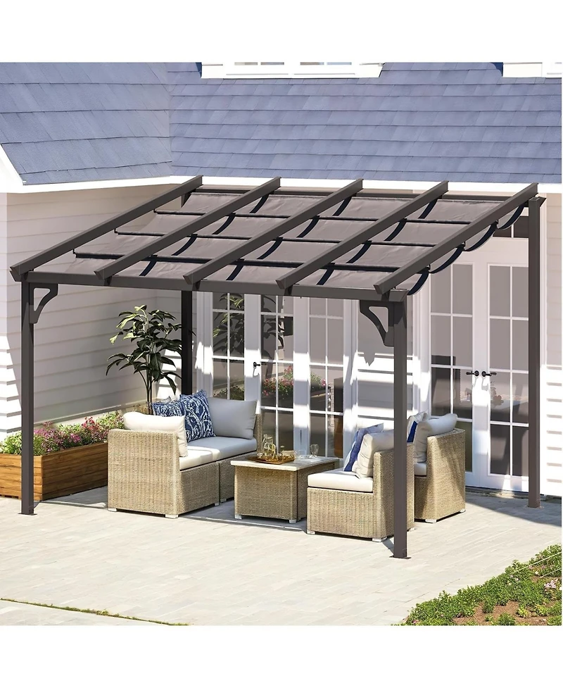 Aecojoy 10' x 8' Gazebo for Patio, Retractable Pergola with Adjustable Sun Shade Canopy Roof