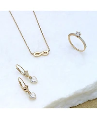 Bling Jewelry Simple Delicate Petite Eternity Figure Eight Symbol Love Knot 14K Yellow Gold Station Infinity Pendant Necklace