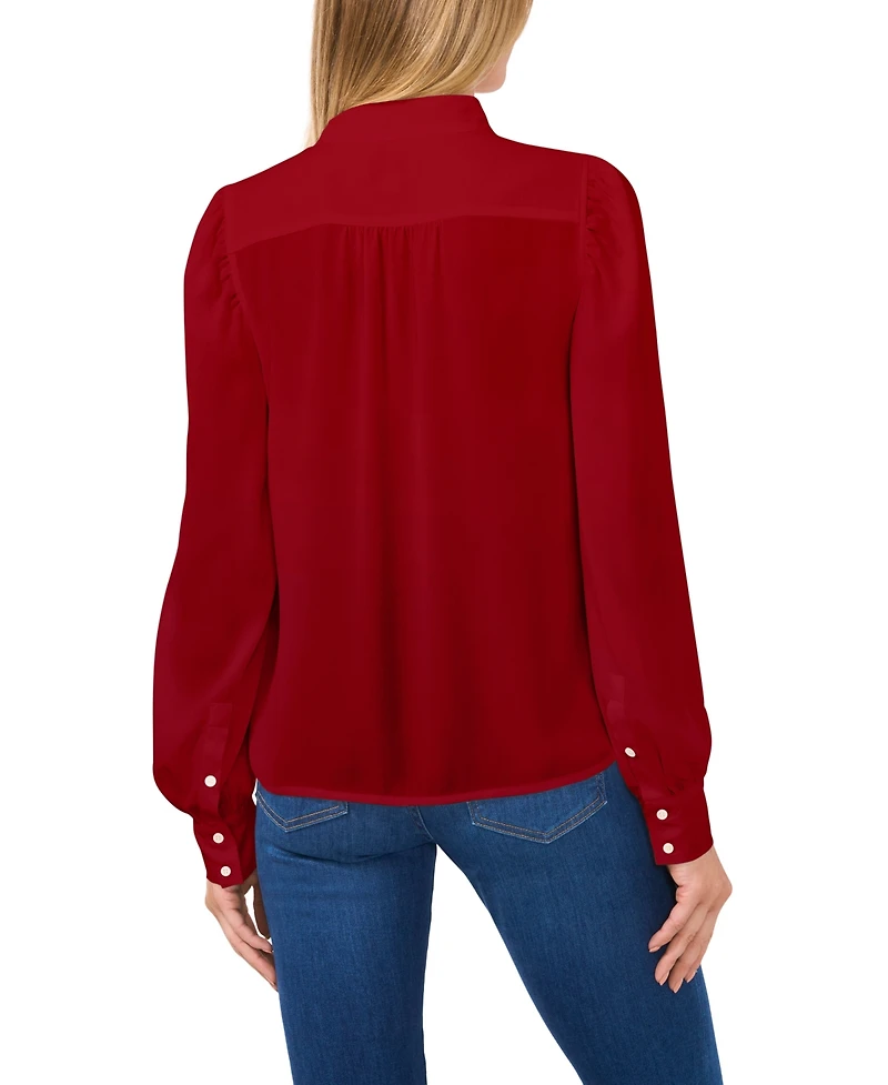CeCe Women's Stand-Collar Long-Sleeve Blouse