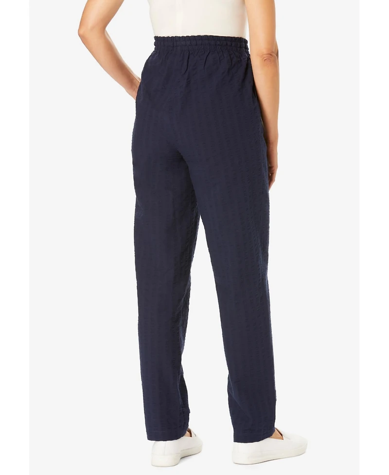 Woman Within Women's Tall Seersucker Pull-On Elastic-Waist Pants
