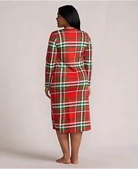 Lands' End Plus Cotton Long Sleeve Midcalf Nightgown