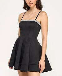 Violet Weekend Junior's Square Neck Sleeveless Dress