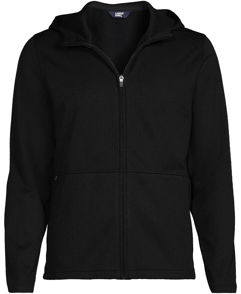 Lands' End Men's Unisex Grid Tech Hooded Zip Front Jacket
