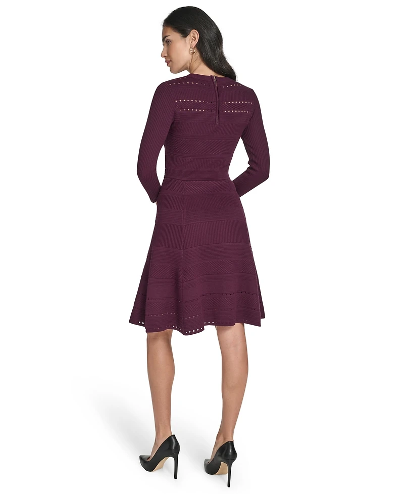 Jessica Howard Women's Textured Ottoman Fit and Flare Dress