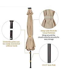 10 ft. Aluminum Market Outdoor Tilt Patio Led Umbrella Red