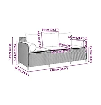 Garden Sofa Grey Pe rattan 3-Seater Removable Covers