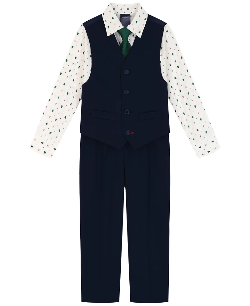 Nautica Boys 2T-7 4-Piece Shirt, Tie, Vest and Pants Set