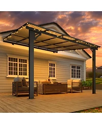 Aecojoy 10'x10' Adjustable Height Wall Mounted Outdoor Gazebos Pergola