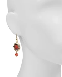 Patricia Nash European Floral Tapestry Antique-Like Gold-Tone Wire Drop Earrings