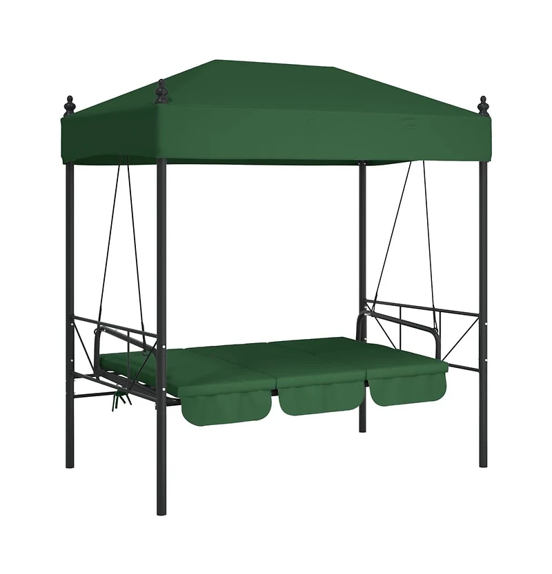Garden Swing Bench Green Powder-Coated Steel Large