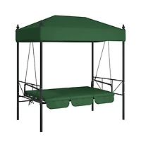Garden Swing Bench Green Powder-Coated Steel Large