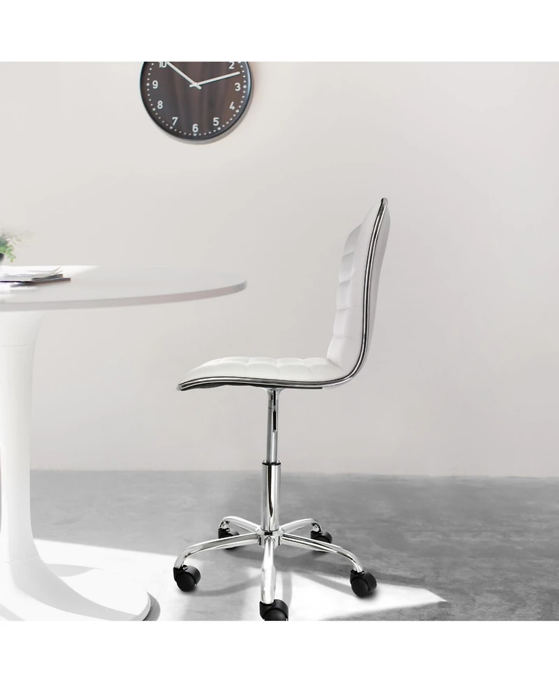 Elama Faux Leather Adjustable Rolling Office Chair in White